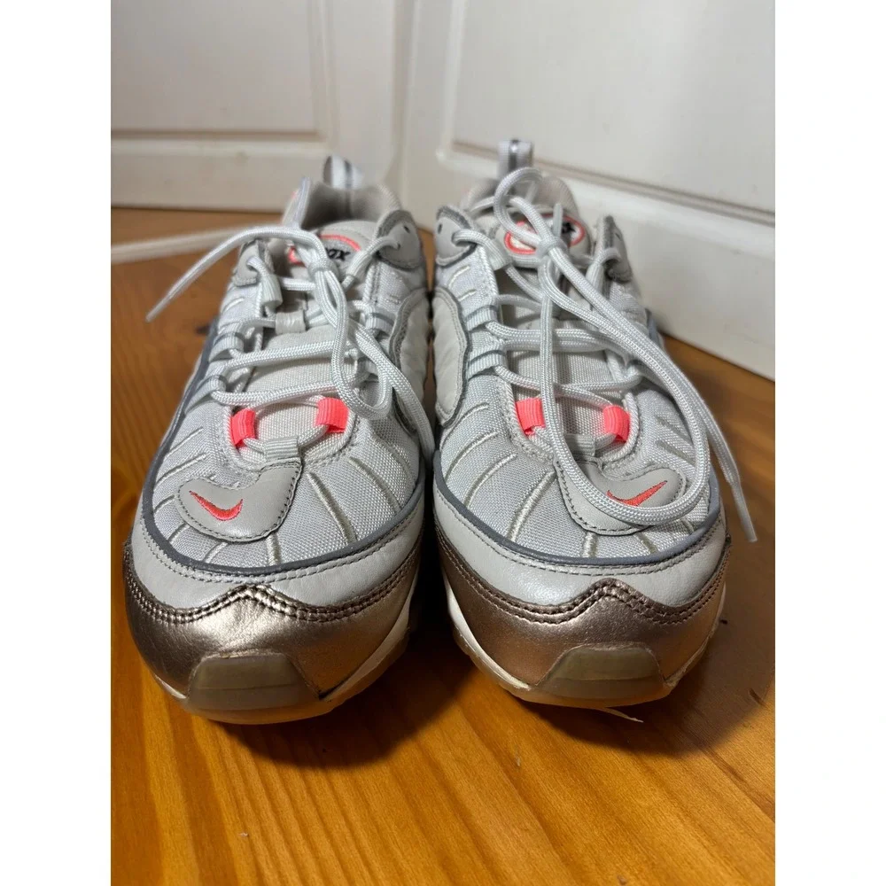 Nike Air Max 98 Women's Shoes White Rose Gold Pink‎ Silver Size 7.5